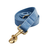 HKM-751187 Velvet Fabric Dog Collar with Accessories - Adjustable Sizes XS to XL, Includes Leash, Bow, Flower, Vest, and Poop Bag