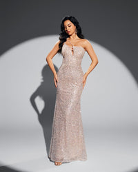 HKM-725843 Elegant Champagne Evening Dress for Special Occasions - Style EZ25051