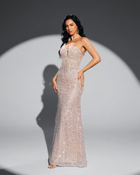 HKM-725843 Elegant Champagne Evening Dress for Special Occasions - Style EZ25051