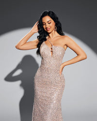 HKM-725843 Elegant Champagne Evening Dress for Special Occasions - Style EZ25051