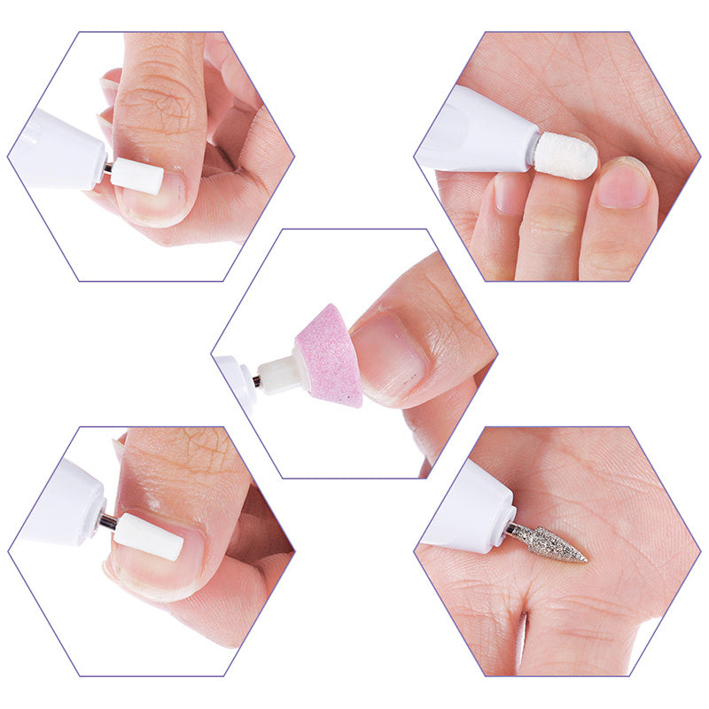 HKM-787859 Portable Electric Nail Polisher with Five Interchangeable Heads for Smooth Nail Care