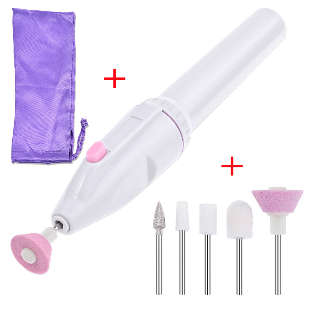 HKM-787859 Portable Electric Nail Polisher with Five Interchangeable Heads for Smooth Nail Care