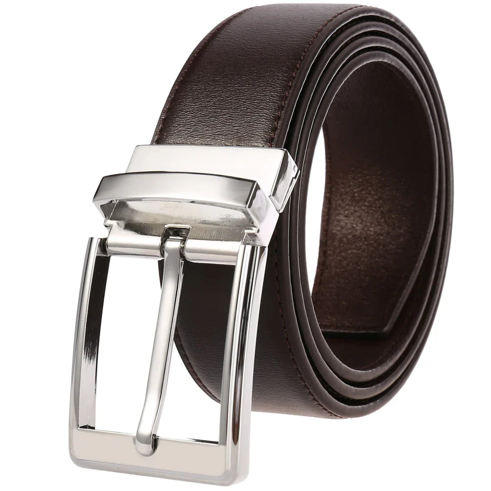 HKM-179155 Men's Leather Belt with Pin Buckle - Model LY35-21785-3