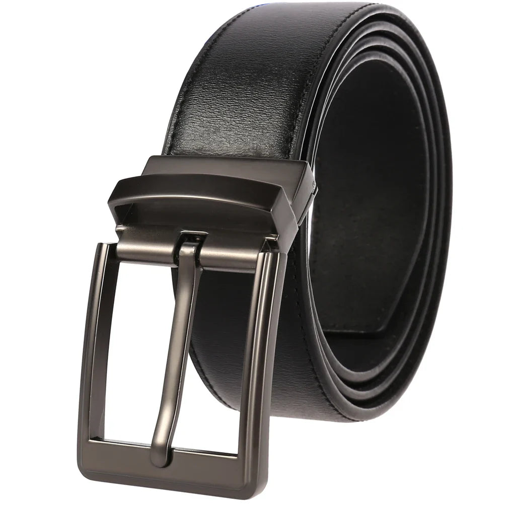 HKM-179155 Men's Leather Belt with Pin Buckle - Model LY35-21785-3