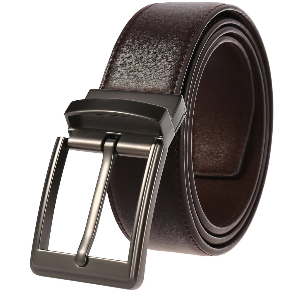 HKM-179155 Men's Leather Belt with Pin Buckle - Model LY35-21785-3