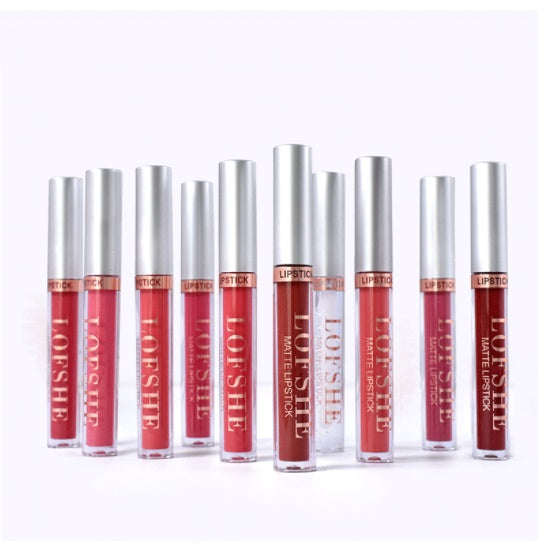 HKM-712019 10 Color Matte Non-Stick Cup Lip Glaze Set - Waterproof, Long-Lasting Lipstick Collection