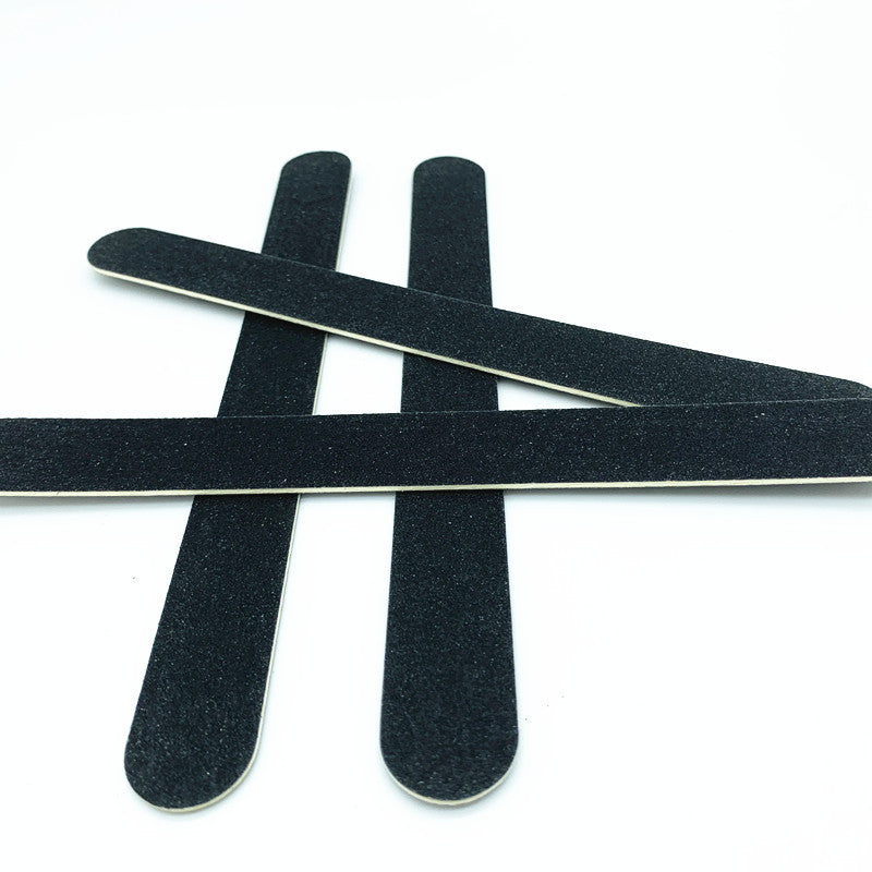 HKM-983315 Double-Sided Black Veneer Nail File Strips - 17.8cm Wood and Sandpaper Manicure Tool