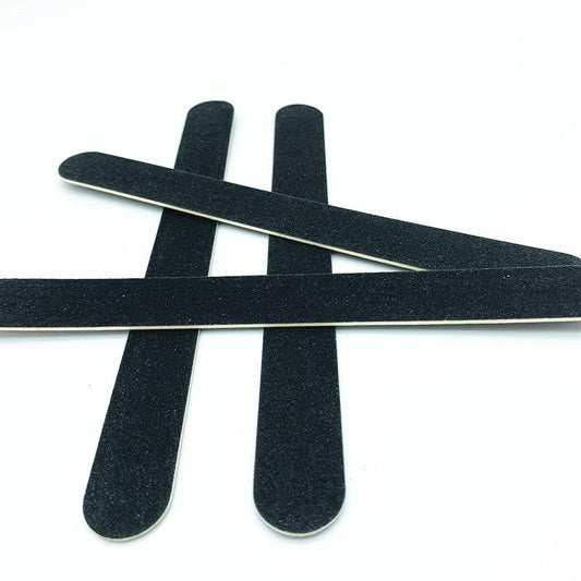 HKM-983315 Double-Sided Black Veneer Nail File Strips - 17.8cm Wood and Sandpaper Manicure Tool