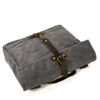 HKM-352211 Vintage Waxed Canvas Messenger Cross Body Shoulder Bag 6060, Durable Canvas with Cowhide Accents, Ideal for Travel and Daily Use