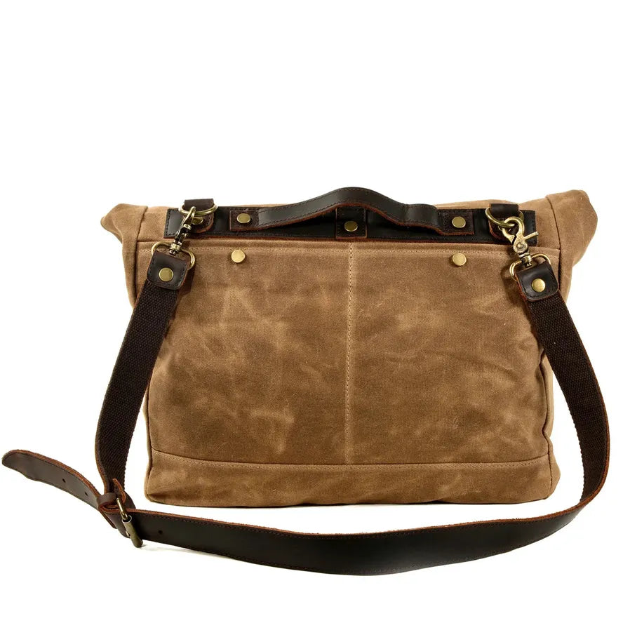 KTX-352211 Vintage Waxed Canvas Messenger Cross Body Shoulder Bag 6060, Durable Canvas with Cowhide Accents, Ideal for Travel and Daily Use