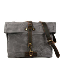 HKM-352211 Vintage Waxed Canvas Messenger Cross Body Shoulder Bag 6060, Durable Canvas with Cowhide Accents, Ideal for Travel and Daily Use