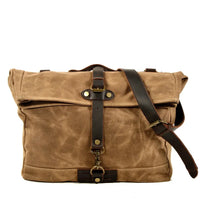 HKM-352211 Vintage Waxed Canvas Messenger Cross Body Shoulder Bag 6060, Durable Canvas with Cowhide Accents, Ideal for Travel and Daily Use