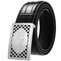 HKM-243539 Leather Belt with Stainless Steel Buckle - 3.8CM Width, First Layer Cowhide, Model LY38-61511-8