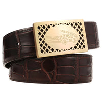 HKM-243539 Leather Belt with Stainless Steel Buckle - 3.8CM Width, First Layer Cowhide, Model LY38-61511-8