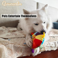HKM-090707 Interactive Plush Dog Flying Disc Chew Toy with Bells - Washable and Bite-Resistant Tug-of-War Pet Accessory
