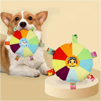 HKM-090707 Interactive Plush Dog Flying Disc Chew Toy with Bells - Washable and Bite-Resistant Tug-of-War Pet Accessory