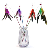 HKM-172883 Feather Wand with Metal and Plastic Rods for Engaging Cat Playtime