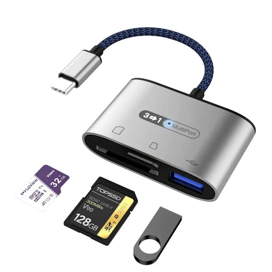 KTX-608787 USB 3.0 Type-C & Micro USB Card Reader for SD/TF Cards - Data Transfer Adapter for Smartphones & MacBooks