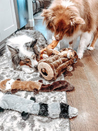 HKM-482771 Unstuffed Squeaky Dog Toys for Small & Medium Breeds - Plush Fox, Raccoon & Squirrel Chew Toys