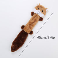 HKM-482771 Unstuffed Squeaky Dog Toys for Small & Medium Breeds - Plush Fox, Raccoon & Squirrel Chew Toys