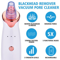 HKM-677971 Electric Blackhead Remover with 5 Suction Heads, Acne Treatment & Skin Rejuvenation Device