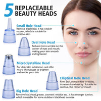 HKM-677971 Electric Blackhead Remover with 5 Suction Heads, Acne Treatment & Skin Rejuvenation Device