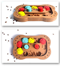 HKM-204499 Multi-Functional Wooden Puzzle Toy for Dogs – Interactive Play & Feeding with Paw and Bone Designs