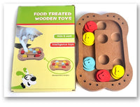HKM-204499 Multi-Functional Wooden Puzzle Toy for Dogs – Interactive Play & Feeding with Paw and Bone Designs