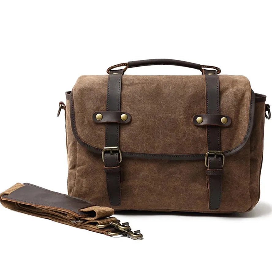 KTX-400787 Waterproof Oil Wax Canvas Retro Camera Crossbody Bag