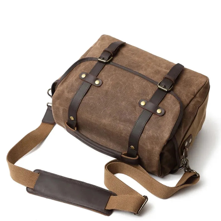 KTX-400787 Waterproof Oil Wax Canvas Retro Camera Crossbody Bag