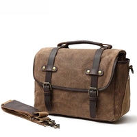HKM-400787 Waterproof Oil Wax Canvas Retro Camera Crossbody Bag