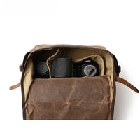 HKM-400787 Waterproof Oil Wax Canvas Retro Camera Crossbody Bag