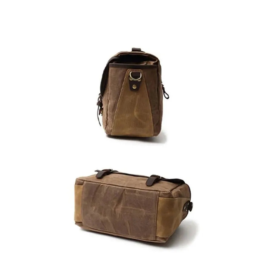 KTX-400787 Waterproof Oil Wax Canvas Retro Camera Crossbody Bag