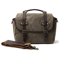 HKM-400787 Waterproof Oil Wax Canvas Retro Camera Crossbody Bag