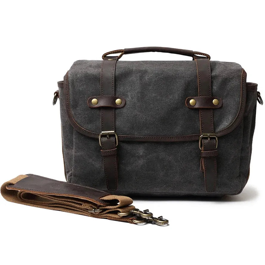 KTX-400787 Waterproof Oil Wax Canvas Retro Camera Crossbody Bag