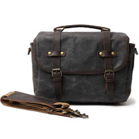 HKM-400787 Waterproof Oil Wax Canvas Retro Camera Crossbody Bag