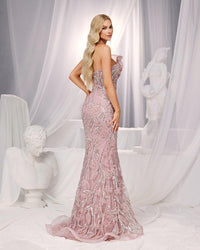 HKM-976787 Elegant Pink Evening Gown for Women - Style EZ25183