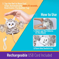 HKM-988947 Rechargeable Automatic Cat Toy - Interactive Owl with Catnip, Flapping Wings & Melodic Sounds for Indoor Play