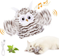 HKM-988947 Rechargeable Automatic Cat Toy - Interactive Owl with Catnip, Flapping Wings & Melodic Sounds for Indoor Play