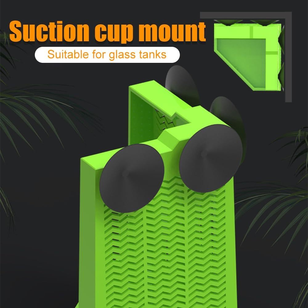 JMT-060042 Wall-Mounted Bearded Dragon Feeder with Suction Cups - Corner Reptile Feeding Dish for Lizards, Iguanas, and Geckos