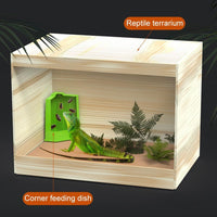 HKM-181907 Wall-Mounted Bearded Dragon Feeder with Suction Cups - Corner Reptile Feeding Dish for Lizards, Iguanas, and Geckos