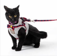 HKM-352211 Kitty Cat Harness with Leash - Comfortable Knitted Fabric & Cotton Cloth - Multiple Sizes Available