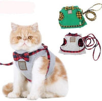 HKM-352211 Kitty Cat Harness with Leash - Comfortable Knitted Fabric & Cotton Cloth - Multiple Sizes Available
