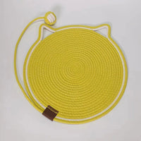 HKM-088723 Braided Cotton Rope Cat Scratching Mat with Integrated Toy Ball - Washable & Durable Design for Furniture Protection