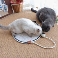 HKM-088723 Braided Cotton Rope Cat Scratching Mat with Integrated Toy Ball - Washable & Durable Design for Furniture Protection