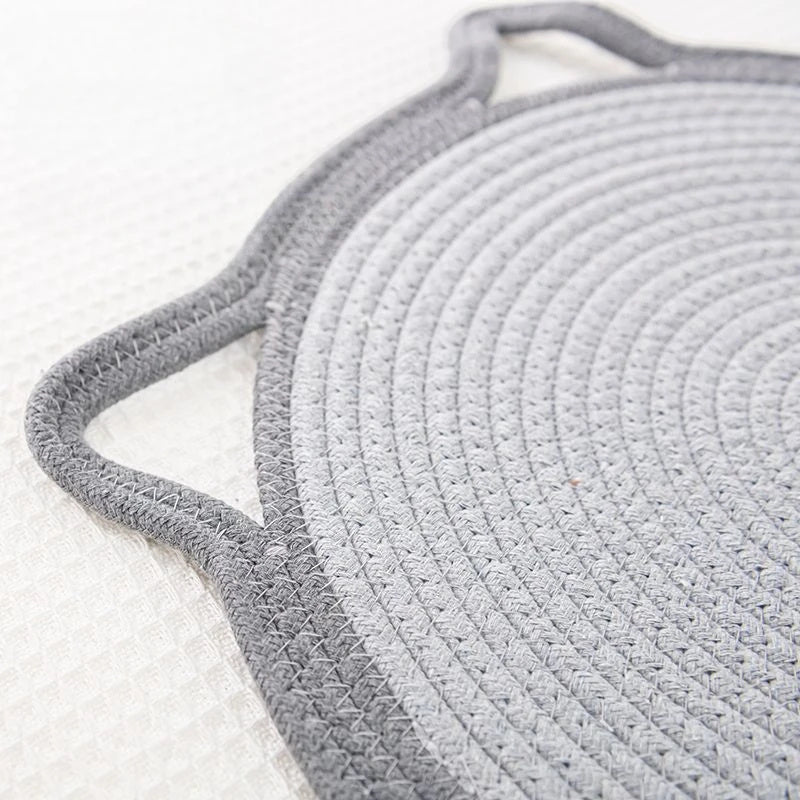 JMT-060490 Braided Cotton Rope Cat Scratching Mat with Integrated Toy Ball - Washable & Durable Design for Furniture Protection