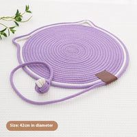HKM-088723 Braided Cotton Rope Cat Scratching Mat with Integrated Toy Ball - Washable & Durable Design for Furniture Protection