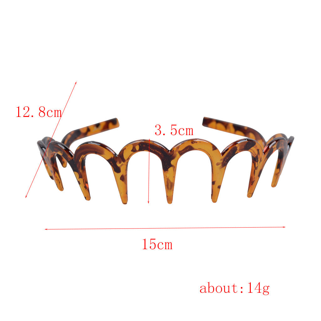HKM-050259 Drop-Resistant U-Shaped Headband in Dark Coffee Dot Floral, Light Red, Brown, and Black