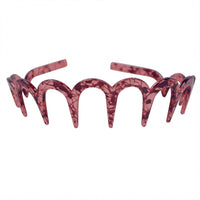 HKM-050259 Drop-Resistant U-Shaped Headband in Dark Coffee Dot Floral, Light Red, Brown, and Black
