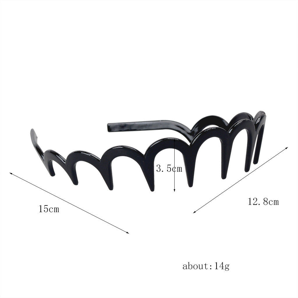 HKM-050259 Drop-Resistant U-Shaped Headband in Dark Coffee Dot Floral, Light Red, Brown, and Black
